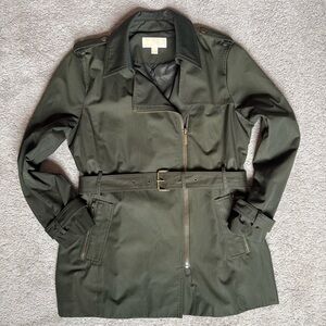 MICHAEL Michael Kors Olive Belted Trench Coat Size XL Spring Coat Chic Utility